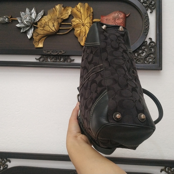 Coach Hampton Signature Black Canvas Satchel Handbag Shoulder bag - Picture 17 of 17